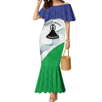 Personalized Lesotho Mermaid Dress Coat Of Arms With Kente Pattern - Wonder Print Shop