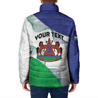 Personalized Lesotho Padded Jacket Coat Of Arms With Kente Pattern - Wonder Print Shop