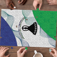 Lesotho Puzzle Coat Of Arms With Kente Pattern - Wonder Print Shop