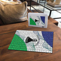 Lesotho Puzzle Coat Of Arms With Kente Pattern - Wonder Print Shop