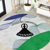 Lesotho Round Carpet Coat Of Arms With Kente Pattern - Wonder Print Shop