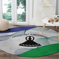 Lesotho Round Carpet Coat Of Arms With Kente Pattern - Wonder Print Shop