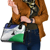 Lesotho Shoulder Handbag Coat Of Arms With Kente Pattern - Wonder Print Shop