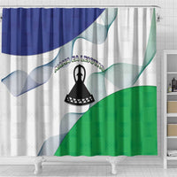Lesotho Shower Curtain Coat Of Arms With Kente Pattern - Wonder Print Shop