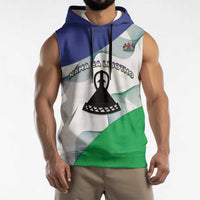 Personalized Lesotho Sleeveless Hoodie Coat Of Arms With Kente Pattern - Wonder Print Shop