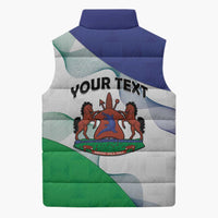 Personalized Lesotho Sleeveless Puffer Jacket Coat Of Arms With Kente Pattern - Wonder Print Shop