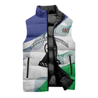 Personalized Lesotho Sleeveless Puffer Jacket Coat Of Arms With Kente Pattern - Wonder Print Shop