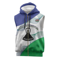 Personalized Lesotho Sleeveless Zip Hoodie Coat Of Arms With Kente Pattern - Wonder Print Shop