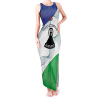 Personalized Lesotho Tank Maxi Dress Coat Of Arms With Kente Pattern - Wonder Print Shop