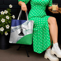 Lesotho Tote Bag Coat Of Arms With Kente Pattern - Wonder Print Shop