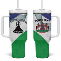 Personalized Lesotho Tumbler With Handle Coat Of Arms With Kente Pattern - Wonder Print Shop