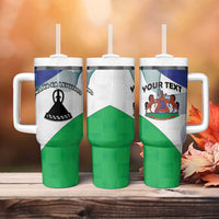 Personalized Lesotho Tumbler With Handle Coat Of Arms With Kente Pattern - Wonder Print Shop