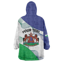 Personalized Lesotho Wearable Blanket Hoodie Coat Of Arms With Kente Pattern - Wonder Print Shop