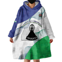 Personalized Lesotho Wearable Blanket Hoodie Coat Of Arms With Kente Pattern - Wonder Print Shop