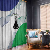 Lesotho Window Curtain Coat Of Arms With Kente Pattern - Wonder Print Shop