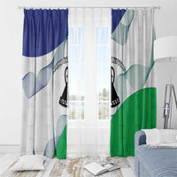 Lesotho Window Curtain Coat Of Arms With Kente Pattern - Wonder Print Shop