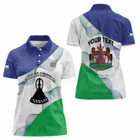 Personalized Lesotho Women Polo Shirt Coat Of Arms With Kente Pattern - Wonder Print Shop