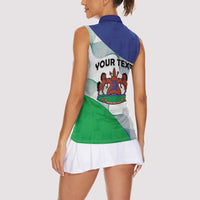 Personalized Lesotho Women Sleeveless Polo Shirt Coat Of Arms With Kente Pattern - Wonder Print Shop