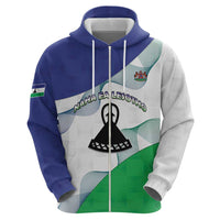 Personalized Lesotho Zip Hoodie Coat Of Arms With Kente Pattern - Wonder Print Shop
