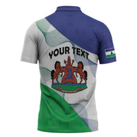 Personalized Lesotho Zipper Polo Shirt Coat Of Arms With Kente Pattern - Wonder Print Shop