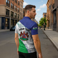 Personalized Lesotho Zipper Polo Shirt Coat Of Arms With Kente Pattern - Wonder Print Shop