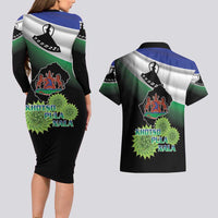 Lesotho 1966 Couples Matching Long Sleeve Bodycon Dress and Hawaiian Shirt Happy Independence Day - Wonder Print Shop