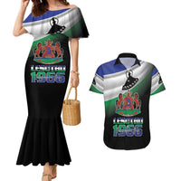 Lesotho 1966 Couples Matching Mermaid Dress and Hawaiian Shirt Happy Independence Day - Wonder Print Shop