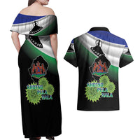 Lesotho 1966 Couples Matching Off Shoulder Maxi Dress and Hawaiian Shirt Happy Independence Day - Wonder Print Shop