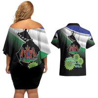 Lesotho 1966 Couples Matching Off Shoulder Short Dress and Hawaiian Shirt Happy Independence Day - Wonder Print Shop