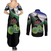 Lesotho 1966 Couples Matching Summer Maxi Dress and Long Sleeve Button Shirt Happy Independence Day - Wonder Print Shop