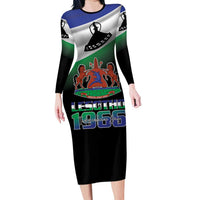 Lesotho 1966 Family Matching Long Sleeve Bodycon Dress and Hawaiian Shirt Happy Independence Day - Wonder Print Shop