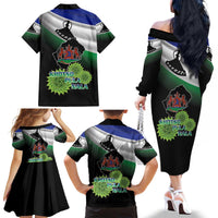 Lesotho 1966 Family Matching Off The Shoulder Long Sleeve Dress and Hawaiian Shirt Happy Independence Day - Wonder Print Shop