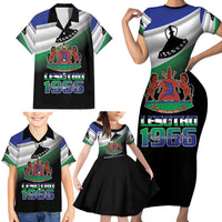 Lesotho 1966 Family Matching Short Sleeve Bodycon Dress and Hawaiian Shirt Happy Independence Day - Wonder Print Shop