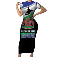 Lesotho 1966 Short Sleeve Bodycon Dress Happy Independence Day - Wonder Print Shop