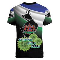 Lesotho 1966 Women V-Neck T-Shirt Happy Independence Day - Wonder Print Shop