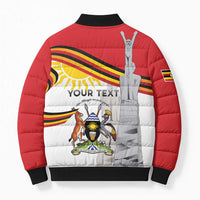 Personalized Uganda Independence Day Bomber Puffer Jacket Independence Monument - Coat Of Arms - Wonder Print Shop