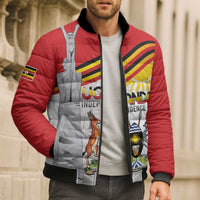Personalized Uganda Independence Day Bomber Puffer Jacket Independence Monument - Coat Of Arms - Wonder Print Shop