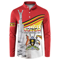 Personalized Uganda Independence Day Button Sweatshirt Independence Monument - Coat Of Arms - Wonder Print Shop