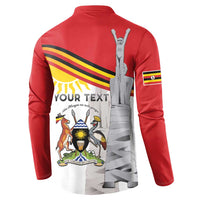 Personalized Uganda Independence Day Button Sweatshirt Independence Monument - Coat Of Arms - Wonder Print Shop