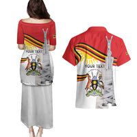 Personalized Uganda Independence Day Couples Matching Puletasi and Hawaiian Shirt Independence Monument - Coat Of Arms - Wonder Print Shop