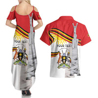 Personalized Uganda Independence Day Couples Matching Summer Maxi Dress and Hawaiian Shirt Independence Monument - Coat Of Arms - Wonder Print Shop