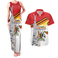 Personalized Uganda Independence Day Couples Matching Tank Maxi Dress and Hawaiian Shirt Independence Monument - Coat Of Arms - Wonder Print Shop
