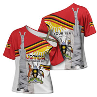 Personalized Uganda Independence Day Cross Shoulder Shirt Independence Monument - Coat Of Arms - Wonder Print Shop