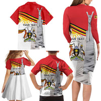Personalized Uganda Independence Day Family Matching Long Sleeve Bodycon Dress and Hawaiian Shirt Independence Monument - Coat Of Arms - Wonder Print Shop