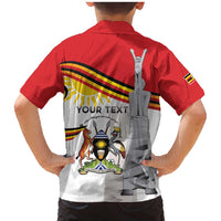 Personalized Uganda Independence Day Family Matching Mermaid Dress and Hawaiian Shirt Independence Monument - Coat Of Arms - Wonder Print Shop