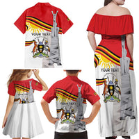 Personalized Uganda Independence Day Family Matching Off Shoulder Maxi Dress and Hawaiian Shirt Independence Monument - Coat Of Arms - Wonder Print Shop