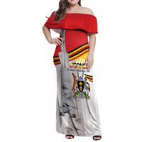 Personalized Uganda Independence Day Family Matching Off Shoulder Maxi Dress and Hawaiian Shirt Independence Monument - Coat Of Arms - Wonder Print Shop