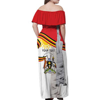 Personalized Uganda Independence Day Family Matching Off Shoulder Maxi Dress and Hawaiian Shirt Independence Monument - Coat Of Arms - Wonder Print Shop