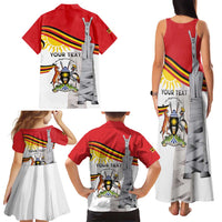 Personalized Uganda Independence Day Family Matching Tank Maxi Dress and Hawaiian Shirt Independence Monument - Coat Of Arms - Wonder Print Shop