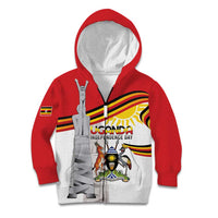 Personalized Uganda Independence Day Kid Hoodie Independence Monument - Coat Of Arms - Wonder Print Shop